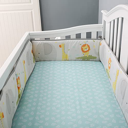 Image of 4Pcs Baby Crib Bumpers Padded for Boys Girls, Soft Cotton Crib Protector Bumper Cushion Crib Padding for Sides, Breathable Mesh Crib Liner Crib Bumper Pads for Baby Crib Side Padding Bumper