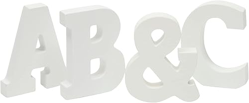 Miniatura 8 de Juvale Juego de alfabeto blanco de madera, 54 letras de madera 3D, 3.13 pulgadas de alto x 0.6 pulgadas de grosor, madera blanca, bloques del
