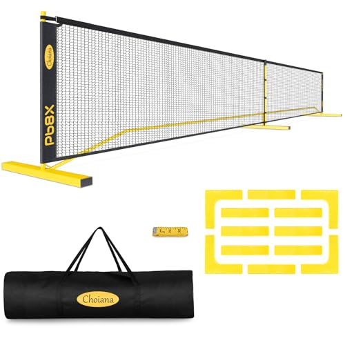 Portable Pickleball Net, Pickle Ball Net Outdoor with 22ft Regulation Size Net, Court Markers, Durable Frame PE Knited Pickleball Practice Net System for Backyard Driveway