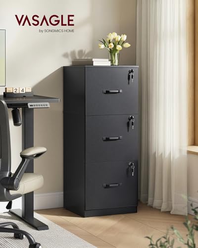 Image of VASAGLE 3 Drawer File Cabinet with Locks, for A4, Letter Sized Documents