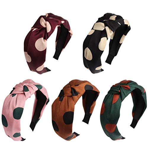 Jaciya 5 Pieces Knotted Headbands for Women Turban Headbands for Women Wide Headbands for Women Boho Headbands for Women Diademas Para Mujer Womens Headbands Women Hair Top Knot Headband for Women