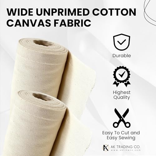 Image of AK Trading CO. | Premium 7oz Natural Cotton Duck Canvas Fabric | 60'' Wide | Arts & Crafts, Upholstery, Home Projects - Lightweight & Durable - Perfect for Crafts, Apparel, and Decor - 50 Yards