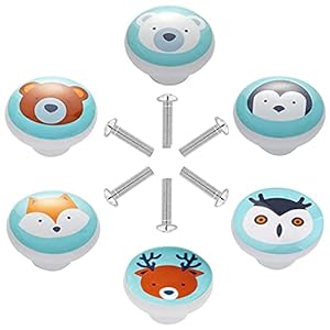 Namis 6 Stück Kinder Schubladenknöpfe Tiermotive