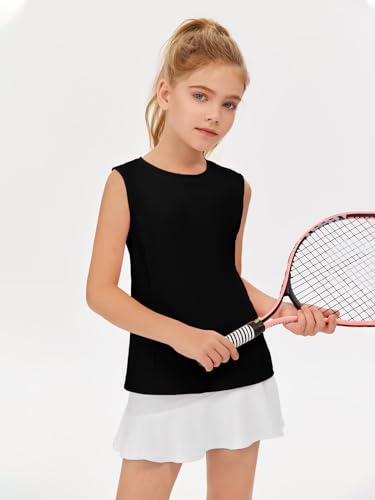 Haloumoning Girls Athletic Tank Tops Kids Sleeveless Running Tennis Yoga Shirts 4-14 Years2