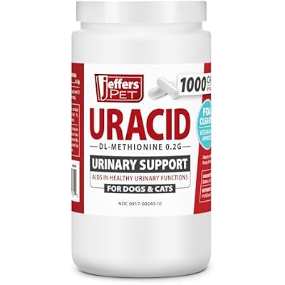 Jeffers Pet Uracid DL-Methionine Capsules for Dogs and Cats - Urinary Tract Support Supplement, Urine pH Balance Acidifier, Urinary Health Essentials, Easy to Administer, Made in USA - 1000 Capsules