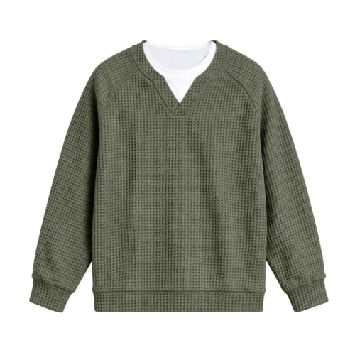 Boys Waffle Knit Sweatshirts Fashion Long Sleeve Pullover Tops 3-14 Years - image 7