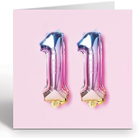 11th Birthday Card For Girl - 11th Anniversary Card - Birthday Card For A 11 Year Old Girl - Rainbow Foil Balloons 11th Card By Ruby Ashley® Cover