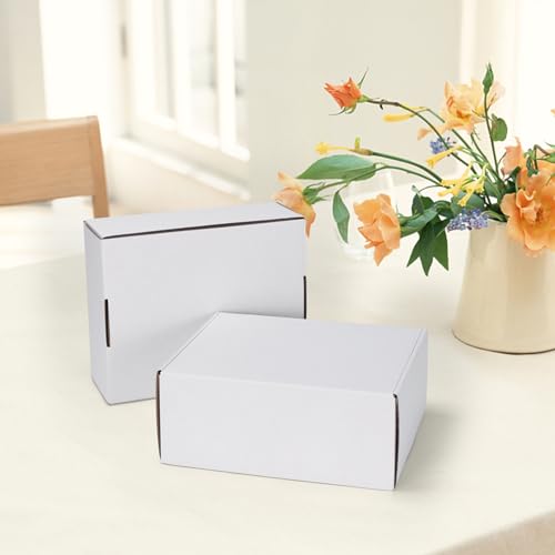 Image of HORLIMER 10x8x4 inches Shipping Boxes Set of 20, White Corrugated Cardboard Box Literature Mailer