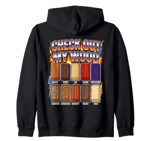 Funny Wood Species Collection Woodworking Humor Wood Gift Zip Hoodie
