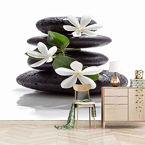 Fleurs de Pierre Noire Papier Peint 3D Effet Canevas Premium - 2
