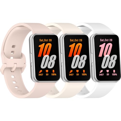 Garmcool Bracelet Compatible pour Samsung Galaxy Fit 3 Bracelet Rose Blanc Ivoire Hommes Femmes, Bracelets de Remplacement pour Montres Connectées Silicone...