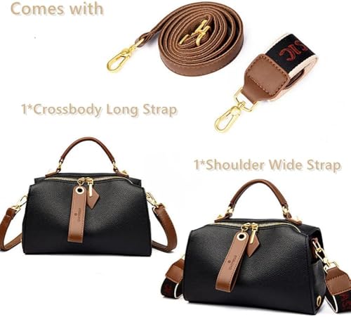 Mn&Sue Barrel Purses for Women Medium Size Leather Handbag Ladies Satchel Fashion Crossbody Bags with Convertible Strap4
