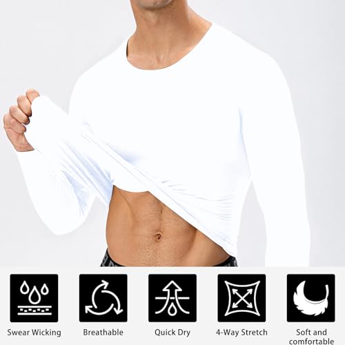 Men’s Compression Shirts Long Sleeve Athletic UPF 50+ Thermal Base Layer Workout Undershirt Running T-Shirt Gym Tops4