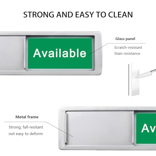 Image of Do Not Enter Available Door Sign for Home Office Restroom Conference Hotels Hospital, Vacant Occupied Slider Door Indicator Tells Whether Room Vacant or In Use, 7'' x 2'' - Silver