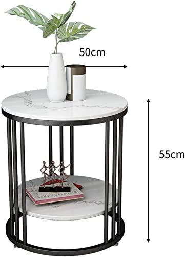 Image of Side End Table Frame Sofa Corner Table for Living Room Coffee Table Striped Top and Metal Frame Sofa Table End Table, Bedroom Simple (Black White)