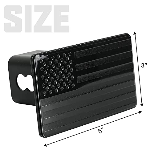 Winunite Black Towing Hitch Cover For 2" Inch Trailer Rear Receivers Plug Covers With Usa American Flag Metal Emblem Guard For Trucks Cars Suv #TOP2
