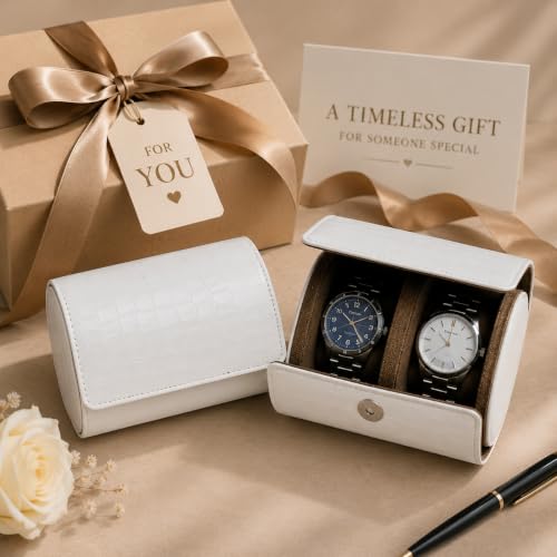 Image of essart Luxury Watch Roll Case - Travel Watch Organizer-Watch Travel Case for 2 Watches | PU Leather Portable Gift Box for Watch Collectors