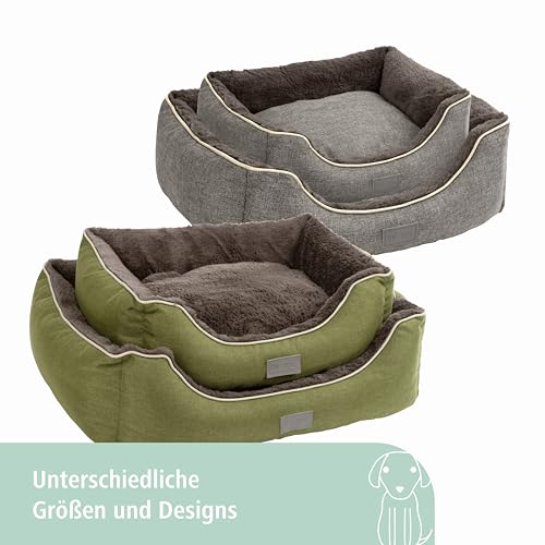 Kerbl Pet Kuschelbett Samuel, Hundebett, Katzenbett, grün, dunkelgrau, 50x40x15cm, Polyester, Hunde, herausnehmbares Wendekissen, waschbar bei 30°C