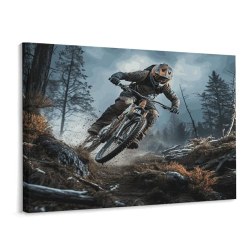 Lienzo decorativo para pared para dormitorio, enmarcado de torneo de bicicleta de montaña, decoración para sala de estar, decoración moderna de pared, cuadros de pared, lienzo listo para colgar,