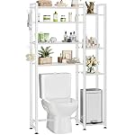 Simple Trending 8 Tier Over The Toilet Storage with Side Rack, Bathroom Organizer Metal Shelves for Towels, White