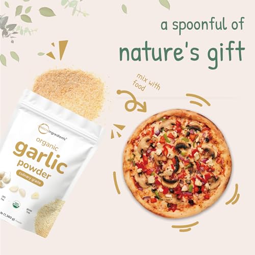 Micro Ingredients Organic Garlic Powder, 3lbs | Premium Source from Harvested Raw Allium Sativum Bulb |Culinary Grade | Great for Seasonings, Meats & Vegetables | Additive Free, Non-GMO, Bulk Supply