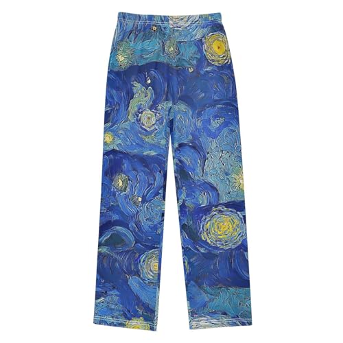 Pajamas Pants Soft Blue Starry Night Long Sleep Pjs Lounge Pajama Bottoms Elastic Waist with Pockets