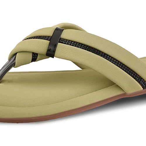 Image of Centrino Women's Flat Thong Sandals | Stylish Embellished Strappy Flip-Flops | Open-Toe Slip-On with Metallic Studs| Soft Cushioned Footbed for Comfort | Elegant & Durable Fashion Footwear (9313)