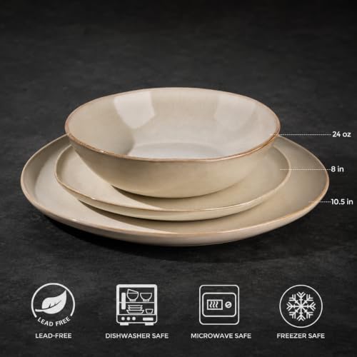 Image of AmorArc Ceramic Dinnerware Sets for 8, 24Pcs Plates and Bowls Sets Dishes | Stoneware Handmade Reactive Glaze Dinner Set, Highly Scratch Resistant | Dishwasher & Microwave Safe Dishware