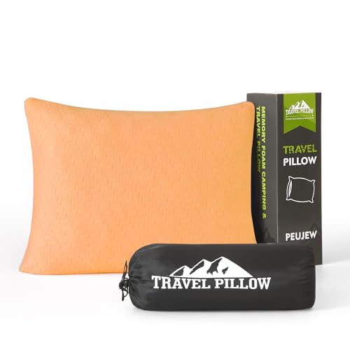 PEUJEW Kleines geschreddertes Memory-Schaum-Kissen, Campingkissen, Reisekissen, komprimierbar, mittelfest, atmungsaktiver Bezug, ideal für...