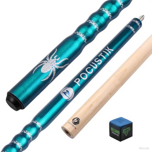 Pool Cue, 58" 2-Piece Canadian Maple Billiard Stick with Ergonomic Grip & 13mm Tip, Pro Pool Stick in 6 Colors & 4 Weights (18-21oz) Options for House Bar, Incl. Chalk 20oz Teal