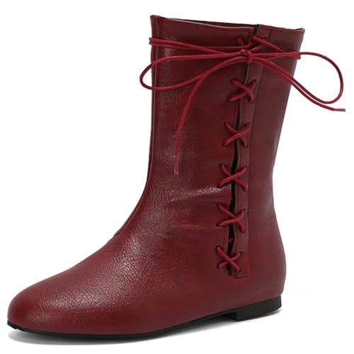 Bottes plates vintage à lacets pour femme style médiéval Renaissance