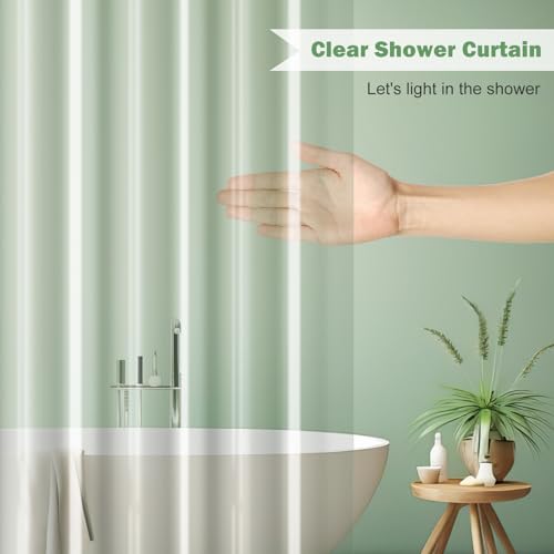 UFRIDAY Clear Shower Curtain Liner 72 x 75 inch, PEVA Bath Curtain for Home and Hotel, Extra Long Shower Curtain with 5 Magnets Bottom