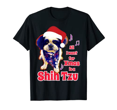 Camiseta con texto en inglés «All I want for Xmas is a Shih Tzu» Camiseta