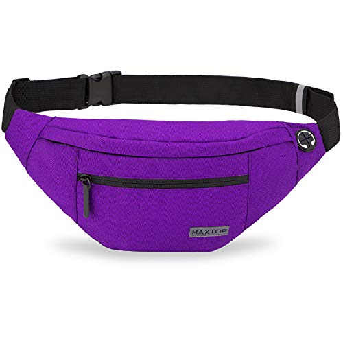 Image of MAXTOP Large Crossbody Fanny Pack Belt Bag with 4-Zipper Pockets Gifts for Enjoy Sports Festival Workout Traveling Running Casual Hands-Free Wallets Waist Pack Phone Bag Carrying All Phones | Polyester,4-Zipper Pocket, Adjustable Waist Bag for Workout Traveling Casual Festival