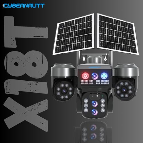 Image of XUGA-Cybernautt X18T 4G Solar Security Camera Outdoor, 18MP Triple Lens Pan-Tilt 4G LTE Cellular Camera with 12000mAh Battery, 355 PTZ, Two-Way Audio, 128GB SD Supported, All Lens Mobile Controlled