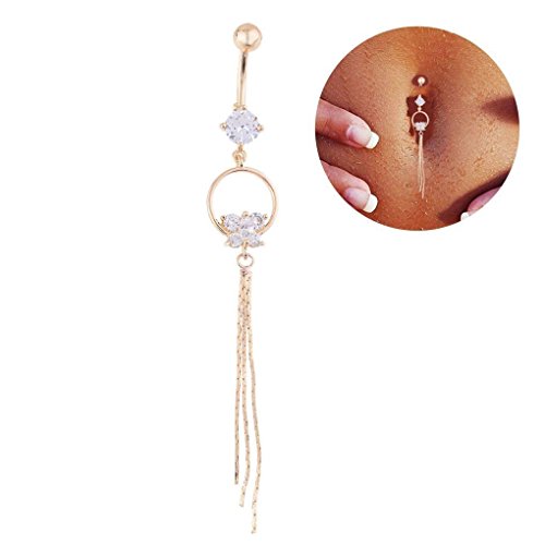 CrazyPiercing Crystal Butterfly Tassels Rhinestone Long Dangle Navel Belly Button Ring Body Piercing Jewelry