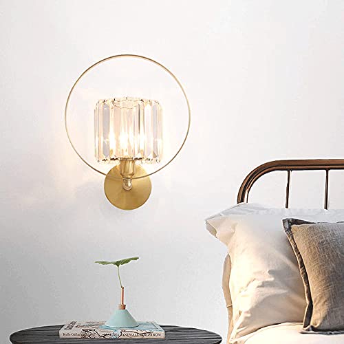 Lámpara de noche para dormitorio de latón y cristal minimalista 3