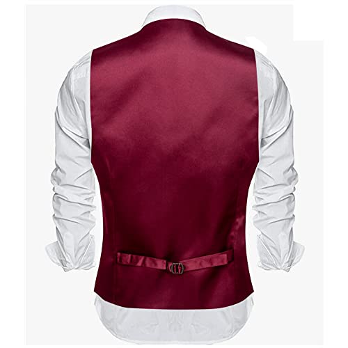 Image of Barry.Wang Vest for Men Business /Leisure Dress Suit Vests V-neck 2 Pockets Wedding Party Tuxedo Satin Waistcoat
