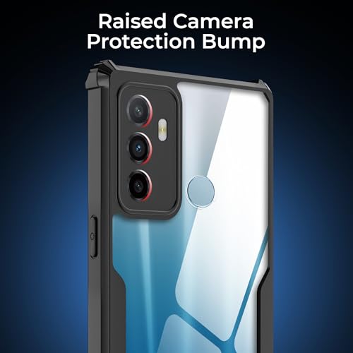 Image of A rtistque Clear Hard Transparent Acrylic Armor Back Cover Case for Oppo A53 4G | Shockproof TPU Edge Protection | Slim Protective Design | Oppo A53 Back Cover - Black