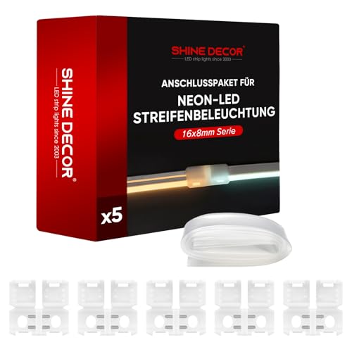 Shine Decor Stecker 5er Pack für AC 220V 230V Flexibles 16x8 mm Neon LED Lichtseil