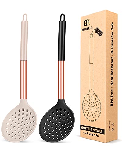 Lot de 2 grandes écumoires de cuisine à fente avec haute résistance à la chaleur, sans BPA, antiadhésives, pour égoutter et frire Cover