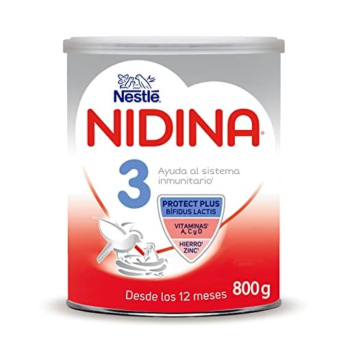 Nestlé NIDINA 3 Leche de crecimiento en polvo para bebés a partir de 12 meses, bote de 800g