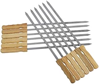 Blue Donuts 17 Inch Brazilian Skewers for Grilling - 12 Pack of Kabob Skewers, Stainless Steel Skewers with Comfortable Grip Wooden Handle, BBQ Grilling Accessories