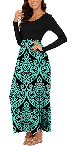 DEARCASE Robe Longue Femme Ete Ample DéContractéE Robe à Manches Courtes/Longue Fleurie Robes de Plage avec Poches – Image 4