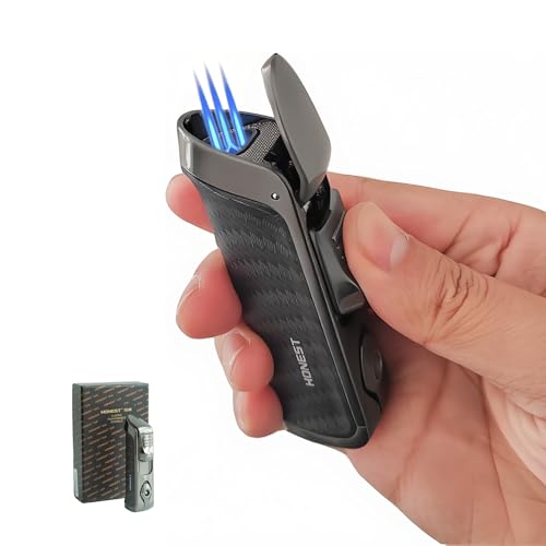 Encendedor de soplete recargable de butano con llama triple miniatura 1