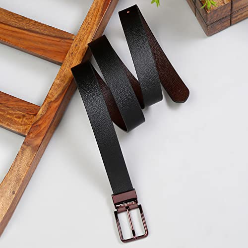 Image of LOUIS STITCH Men's Italian Leather Reversible Belt 1.25 inch (35mm) Handcrafted Formal Waist Band Officewear Men Gents Boys (Brown /Black) (FF-CS-)