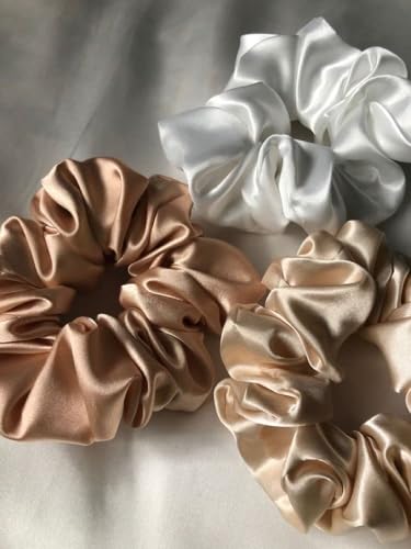 Image of Space Fly Satin Silk Hair Scrunchies for Women and Girls | Soft Elastic Hair Ties for Ponytail and Bun | No Damage Scrunchy Set (Dark New)