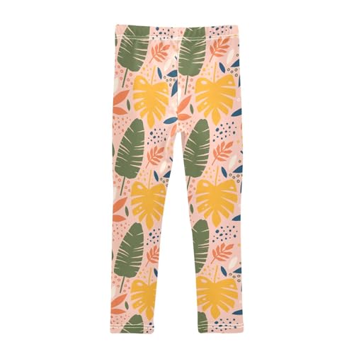 Bright Leaves Girls Leggings,Workout Leggings for Girls Toddler Athletic Leggings Size for 3-10T2