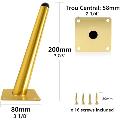 Patas doradas para muebles: cree un salón moderno con este set de 20 cm 3