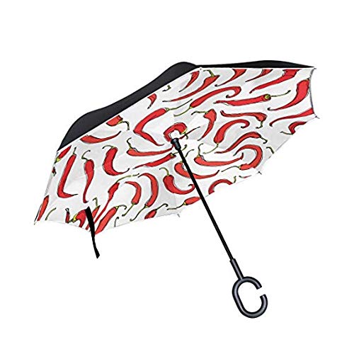 Parapluie inversé double couche haut de gamme avec poignée en C